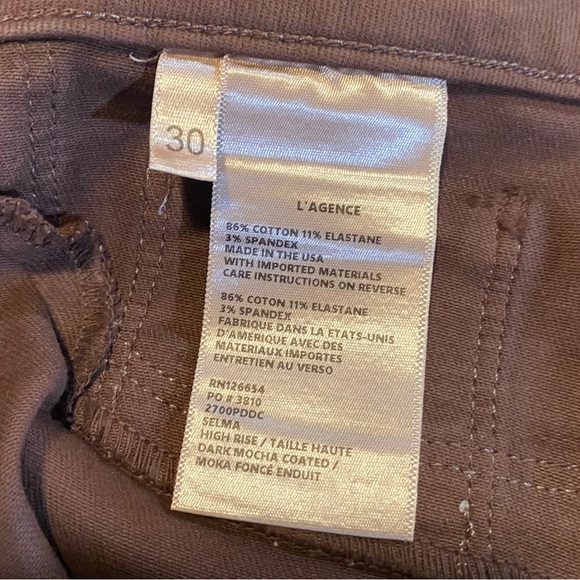 L’agence high rise Selma skinny coated jeans flare, Dark Mocha, 30, flaw see pic - Picture 9 of 9